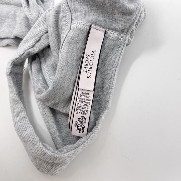 Victorias Secret XSmall Light Heather Gray Ribbed Plunge Bralette Comfort Lounge - Picture 6 of 9
